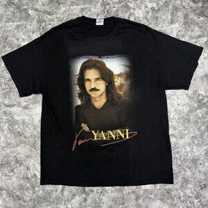Vintage Yanni Live Tour Y2k Short Sleeve Rock Band Mens T Shirt XL 2004-05 Black